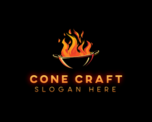 Flaming Wok Cooking logo design