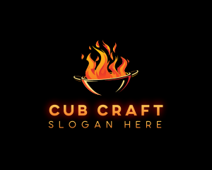 Flaming Wok Cooking logo design