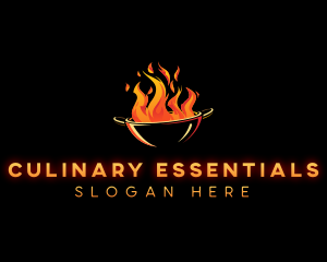 Flaming Wok Cooking logo design