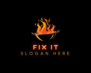 Flaming Wok Cooking logo design