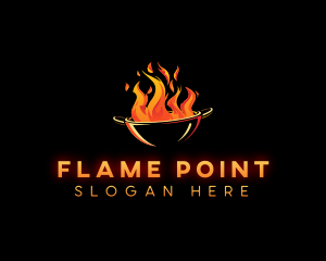 Flaming Wok Cooking logo design