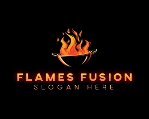 Flaming Wok Cooking logo design