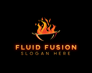 Flaming Wok Cooking logo design