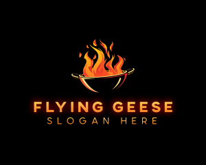 Flaming Wok Cooking logo design