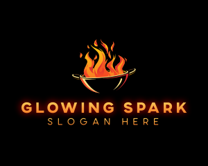 Flaming Wok Cooking logo design