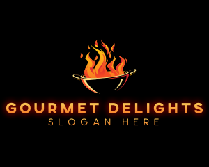 Flaming Wok Cooking logo design