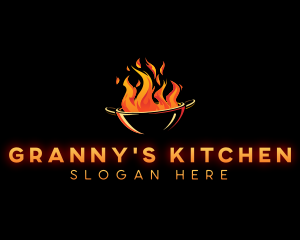 Flaming Wok Cooking logo design