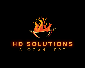 Flaming Wok Cooking logo design