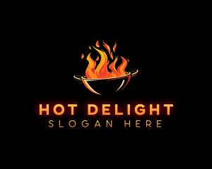 Flaming Wok Cooking logo design