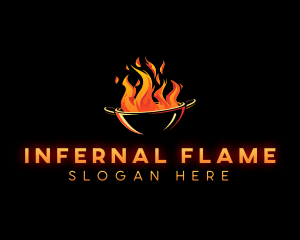 Flaming Wok Cooking logo design