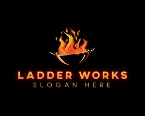 Flaming Wok Cooking logo design