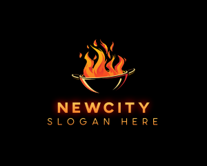 Flaming Wok Cooking logo design