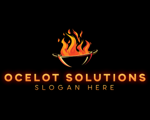 Flaming Wok Cooking logo design