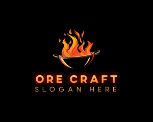 Flaming Wok Cooking logo design