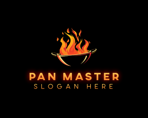 Pan - Flaming Wok Cooking logo design