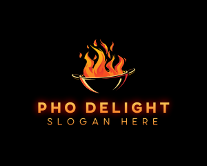 Flaming Wok Cooking logo design