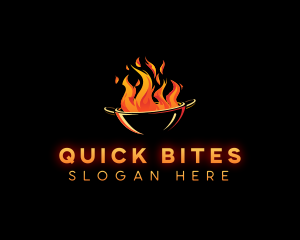 Flaming Wok Cooking logo design