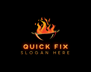 Flaming Wok Cooking logo design