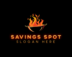 Flaming Wok Cooking logo design