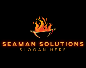 Flaming Wok Cooking logo design