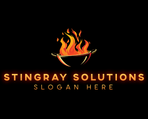 Flaming Wok Cooking logo design