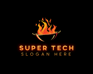 Flaming Wok Cooking logo design