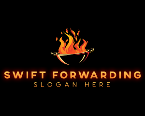 Flaming Wok Cooking logo design