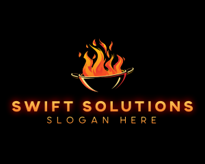 Flaming Wok Cooking logo design