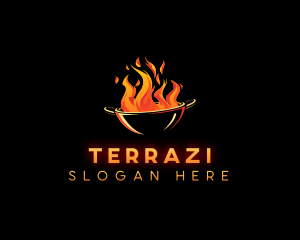 Flaming Wok Cooking logo design