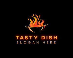 Flaming Wok Cooking logo design