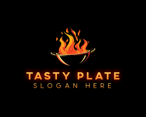 Dish - Flaming Wok Cooking logo design