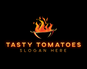 Flaming Wok Cooking logo design