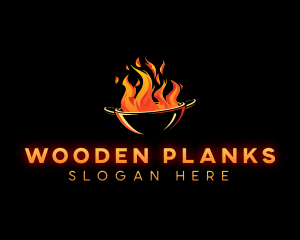 Flaming Wok Cooking logo design