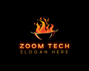 Flaming Wok Cooking logo design