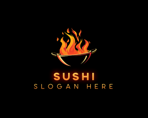 Flaming Wok Cooking logo design