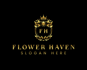 Shield Floral Crown logo design