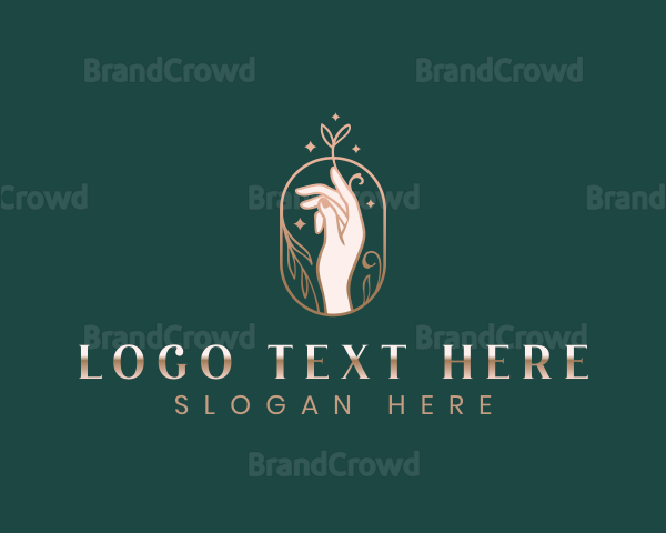 Elegant Floral Hand Nail Art Logo