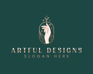 Elegant Floral Hand Nail Art logo design