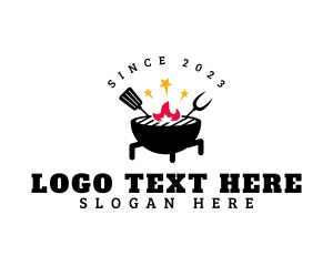 Online Food Delivery - Fire Grill Spatula logo design