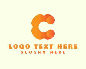Petals - Orange Flower Letter C logo design