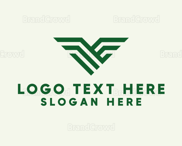 Green Letter V Wings Logo