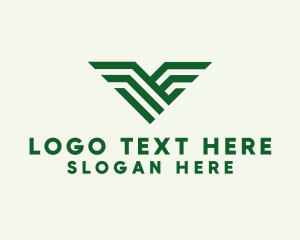 Green Letter V Wings  logo design