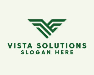 Green Letter V Wings  logo design