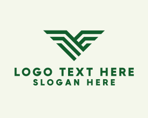 Geometric - Green Letter V Wings logo design