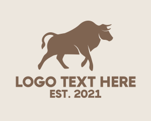 Aggressive - Brown Running Bull logo design