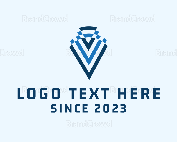 Modern Tech Letter V Logo