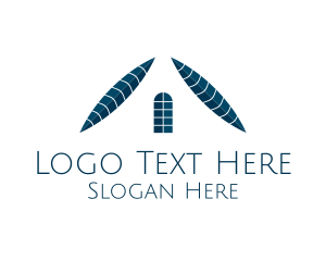 Window - Blue Minimalist Leaf House logo design