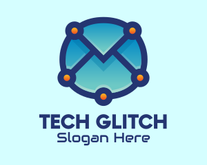 Email Envelope Tech logo design