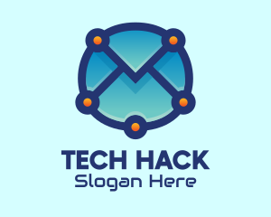 Email Envelope Tech logo design