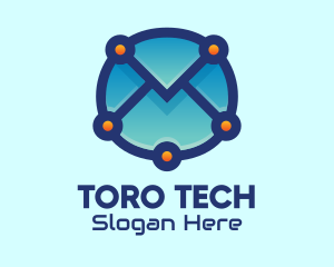 Email Envelope Tech logo design